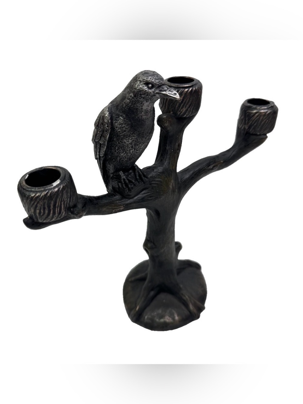Home Goods Gothic Black Crow Candelabra Tree Branch Resin 3 Taper Candle Holder